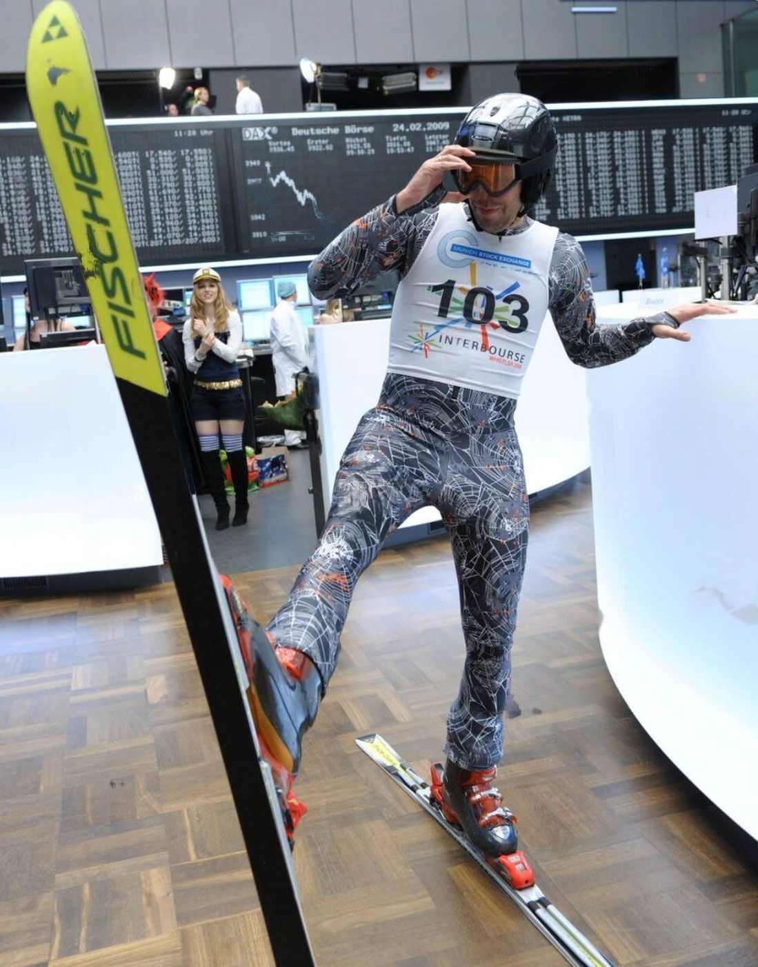 Interbourse skier on the trading floor